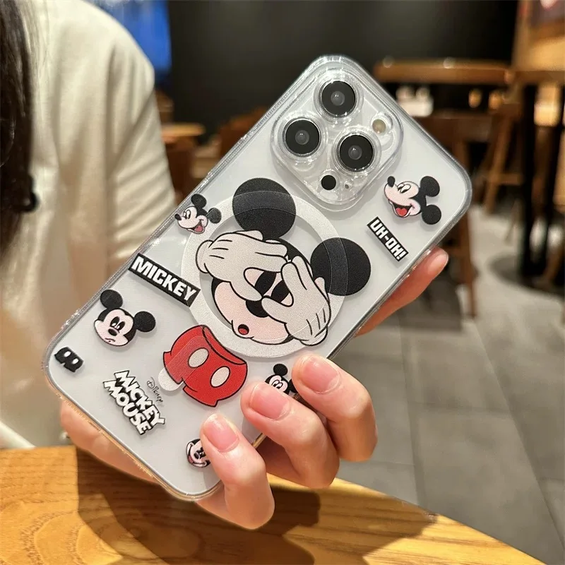 Lovely Disneies Mickey Minnie Magsafe Magnetic Phone Case for Samsung Galaxy S24 S23 S22 S21 S20 FE Plus Ultra 5G Soft Tpu Cover