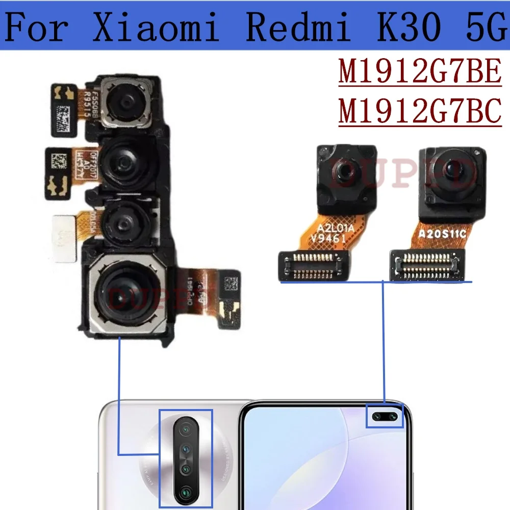

Фронтальная и Задняя Основная камера для Xiaomi Redmi K30 4G 5G оригинальная фронтальная селфи-палка фронтальная основная макро-глубина камера гибкий кабель Запчасти