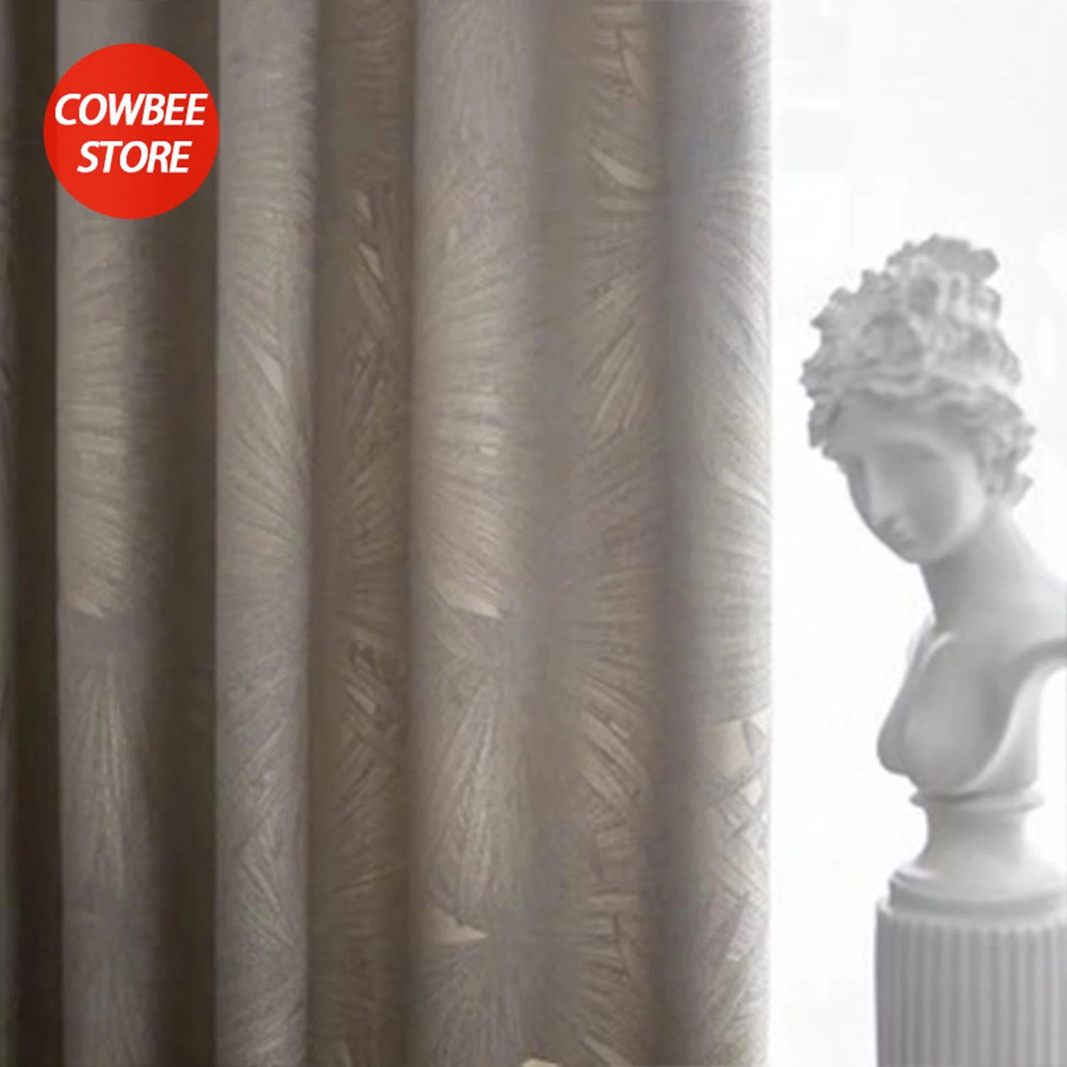 

Jacquard Luxury Curtains for The Living Room Bedroom Study High Precision Windows Blackout Beige Leaf Backdrop Curtain