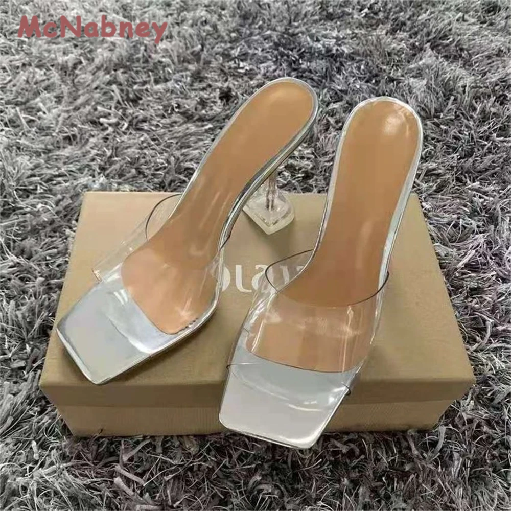 Sexy Leopard Print Sandals Open Toe High Heels Women Transparent Crystal Stilettos Slippers Shoes 2023 Summer Fashion Sandals