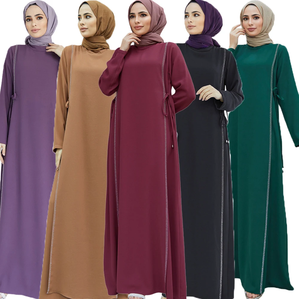 

2023 Eid Party Elegant Women Diamonds Abaya Long Maxi Dress Turkey Ramadan Kaftan Dubai Islam Arab Robe Abayas Jalabiya Vestiods