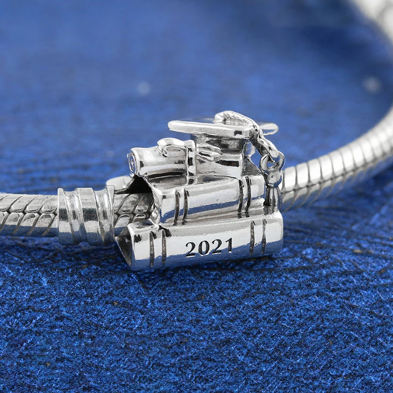 

Popular 925 Solid Silver Beads 2021 Graduation Doctorial Hat Fit Pandora Charms Mybeboa Original Bracelet Women DIY Jewelry Gift