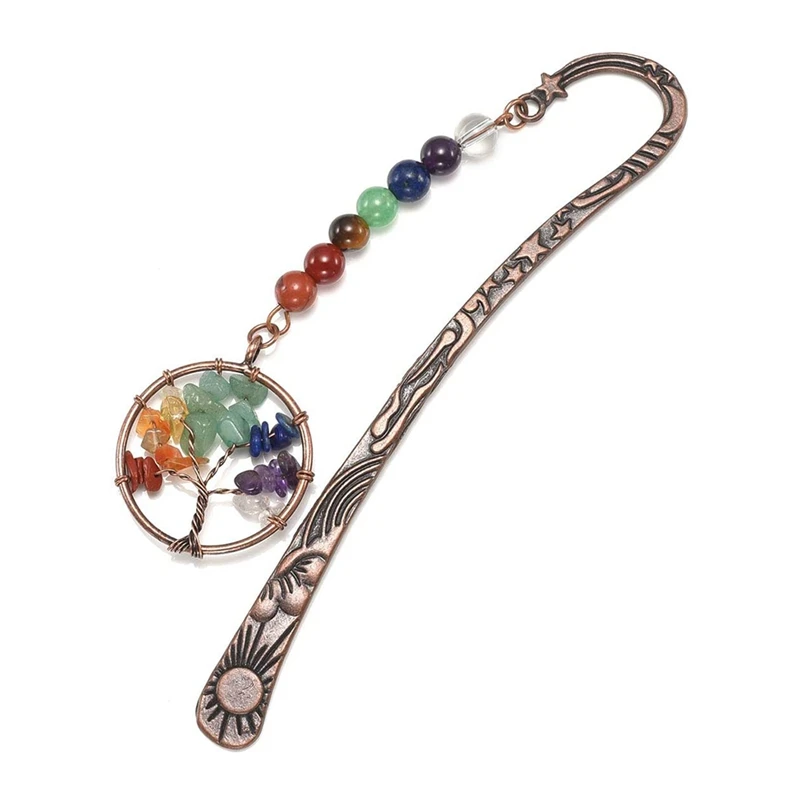 

Chakra Crystal Bookmark Vintage Metal Tree Bookmarks For Women Student Teacher Graduation Christmas Gift