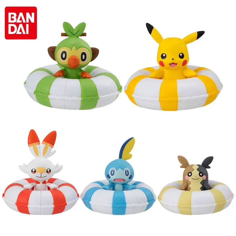 

Bandai Gashapon Pokemon Anime Figures Floating Swimming Ring Pikachu Morpeko Sobble Scorbunny Grookey Action Figure Model Toys