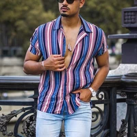 summer new striped shirt mens casual shirt short sleeve top