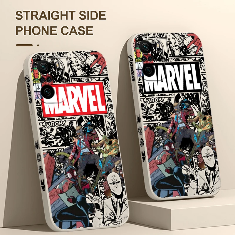 

Marvel Avengers Comics Cool Phone Case For Xiaomi Redmi Note 12 12Pro 11 11S 11T 10S 10 Pro Plus 5G Liquid Left Rope Cover