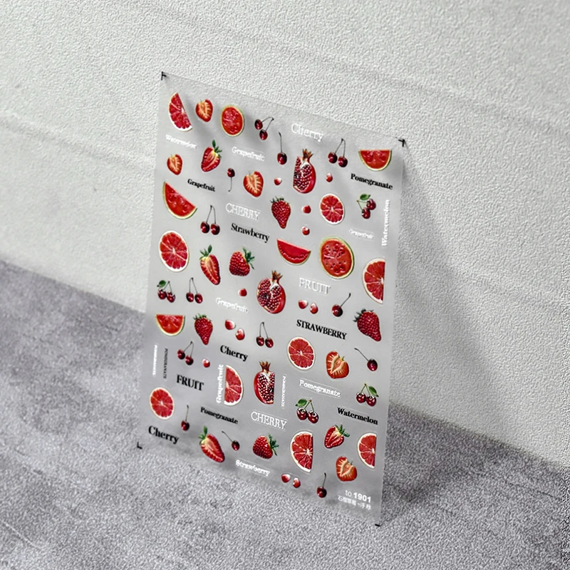 

1 Sheet Fruits Design 3D Self Adhesive Nail Art Decorations Stickers Nail Stickers DIY Nail Decoration