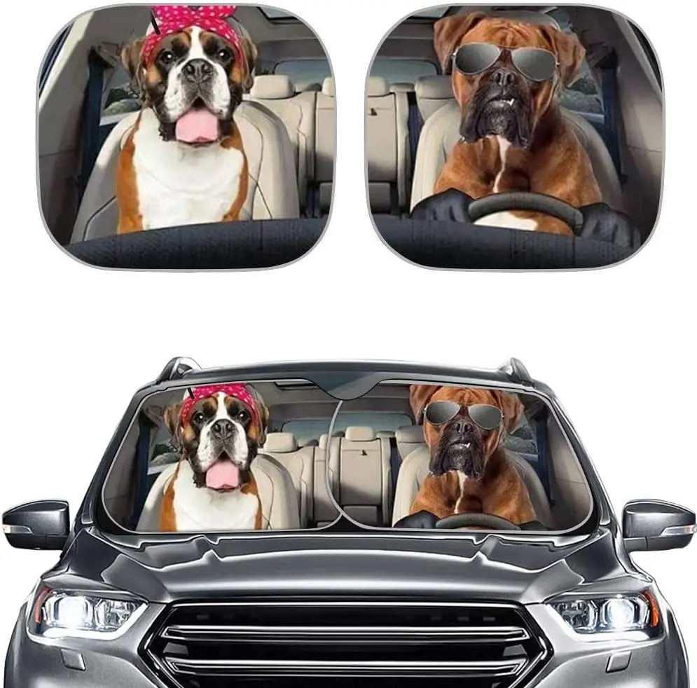XYZCANDO Cute Boxer Dog Couple Pattern Car Windshield Visor,Sunshade for Truck Sedan Vans,Fashion Heat Sun UV Block,Keep Front W XYZCANDO Cute Boxer Dog Couple Pattern Car Windshield Visor,Sunshade for Truck Sedan Vans,Fashion Heat Sun UV Block,Keep Front W