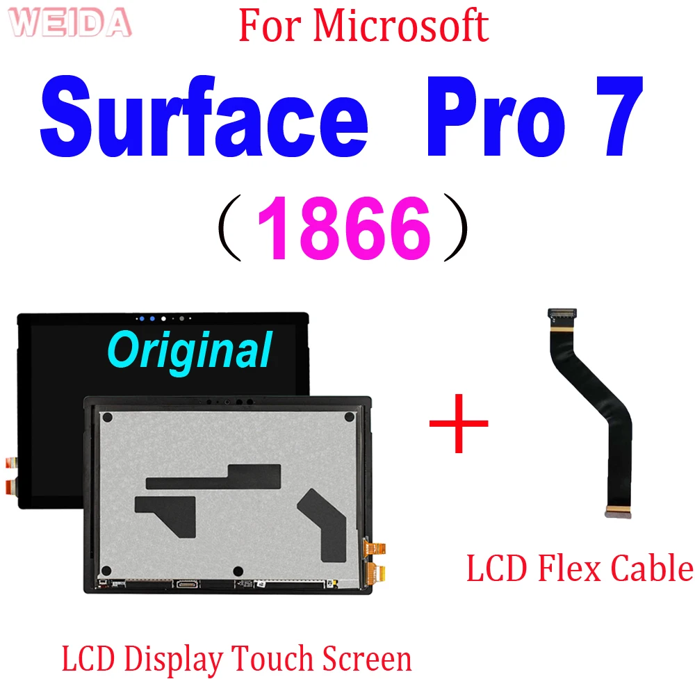 

12.3" Original LCD For Microsoft Surface Pro 7 1866 LCD Display Touch Screen Digitizer Assembly For Surface Pro 7 Pro7 LCD Cable