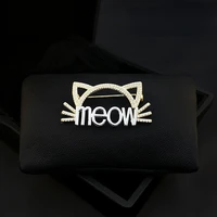 cute kitty brooch womens versatile accessories splendid sweater pin fixed clothes cardigan buckle suit badge rhinestone jewelry