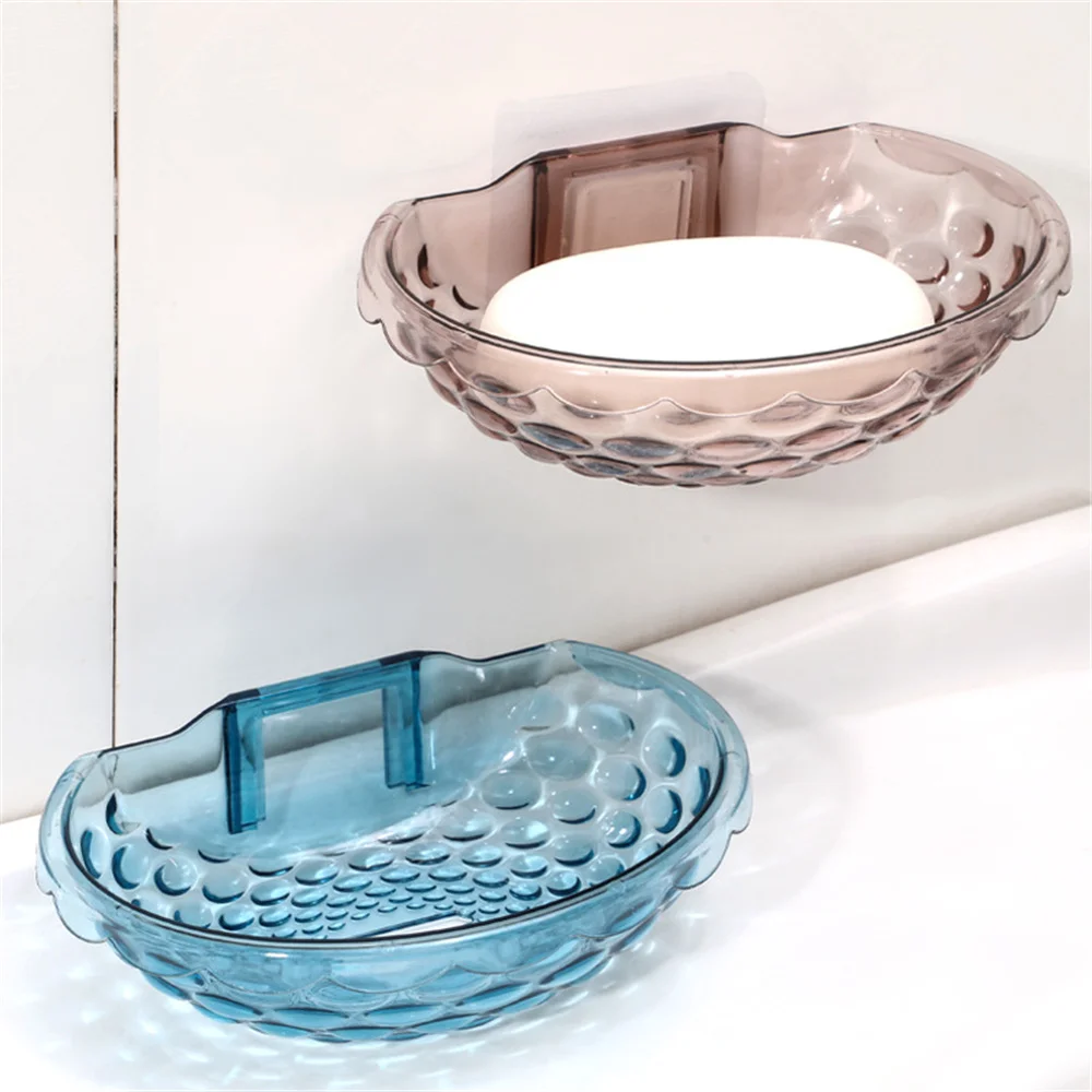 

Wall Mounted Soap Box Drain Soap Dish Bathroom Accessories Non-slip Drain Suction Cup Soap Dish Tray Scouring Pad Storage Rack