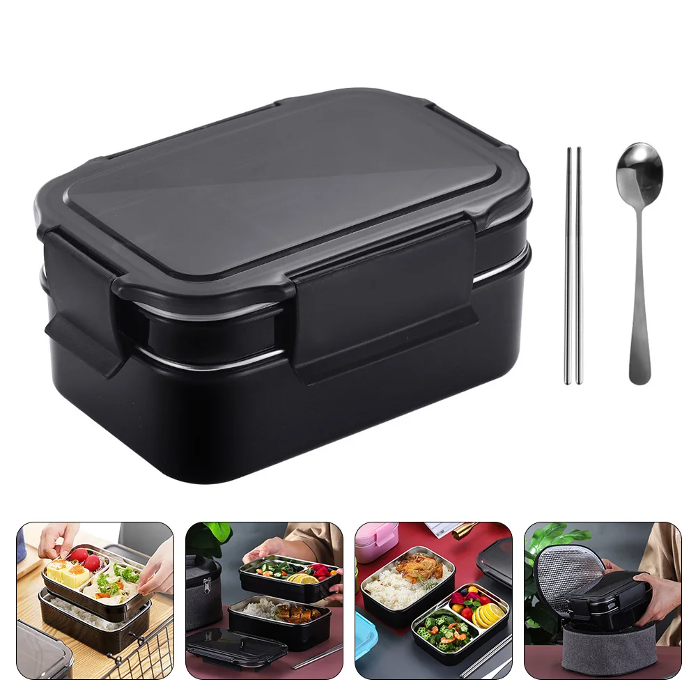 Stainless Steel Thermal Insulated Box Bento Lunch  Compartment Containers Metal Snack Stackable container for work school