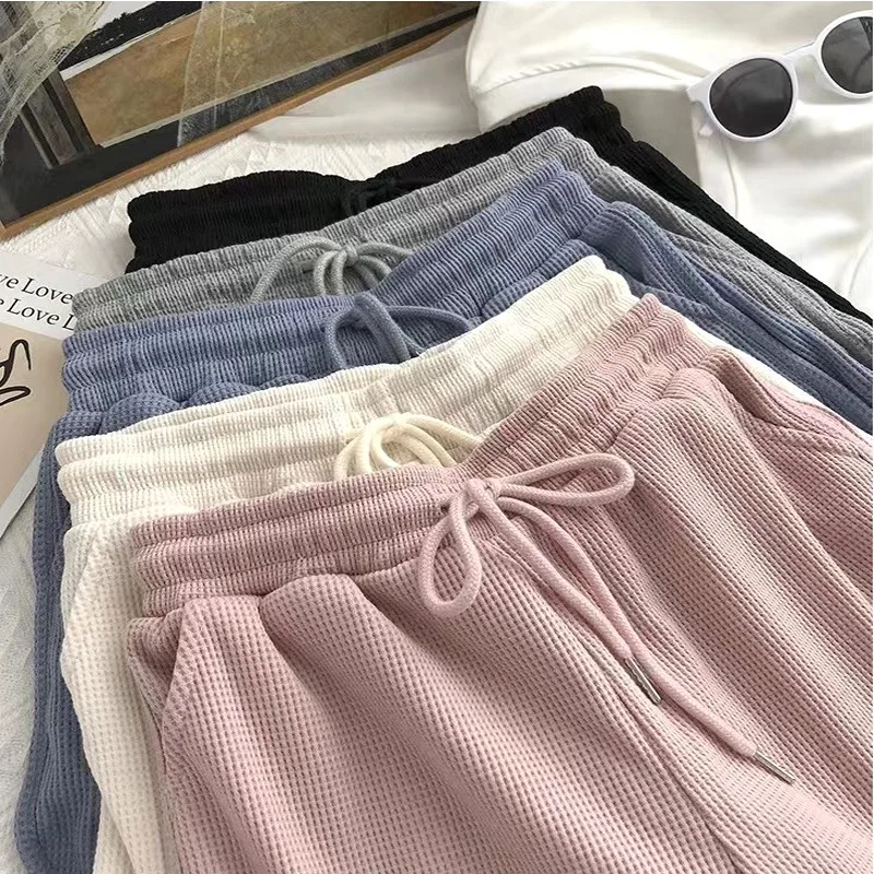 Women's Summer Shorts High Waist Elastic Lace Up DrawstringWide Leg Short Running Fitness Sport Shorts Loose Casual Hot Pants