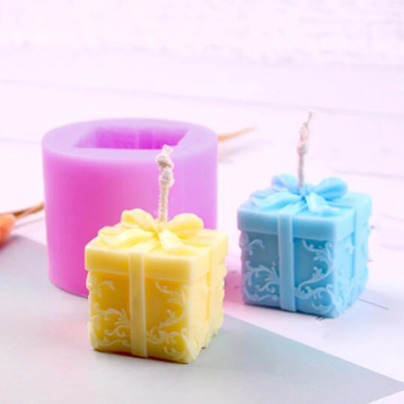 

Creative DIY Gift Box Shape Silicone Fondant Cake Mold Aromatherapy Plaster Craft Mold Handmade Soap Silicone Mould Candle Mold