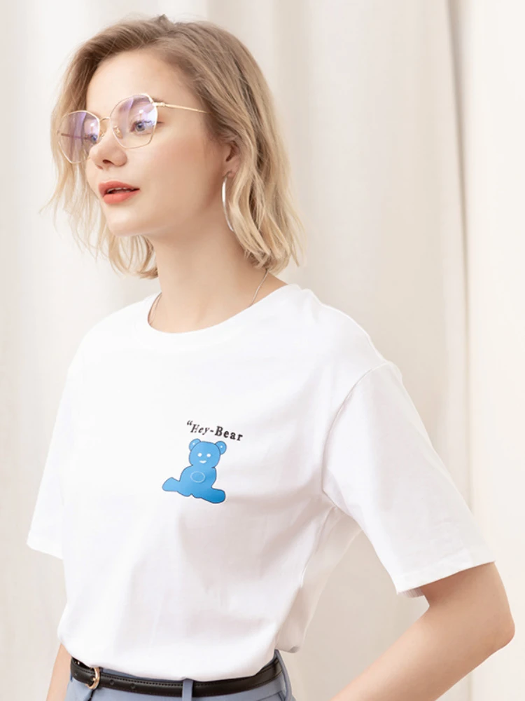 

Футболка Bornsra с круглым вырезом и мультяшным принтом, женские свободные топы с коротким рукавом, женская рубашка, сезон весна-лето 2022, женска...