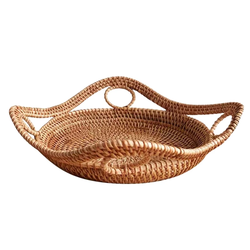 

Fruit Basket For Bread Vegetable Bowl Food Storage Organizing Kitchen Desk Countertop Boho Style Natural Rattan Basket