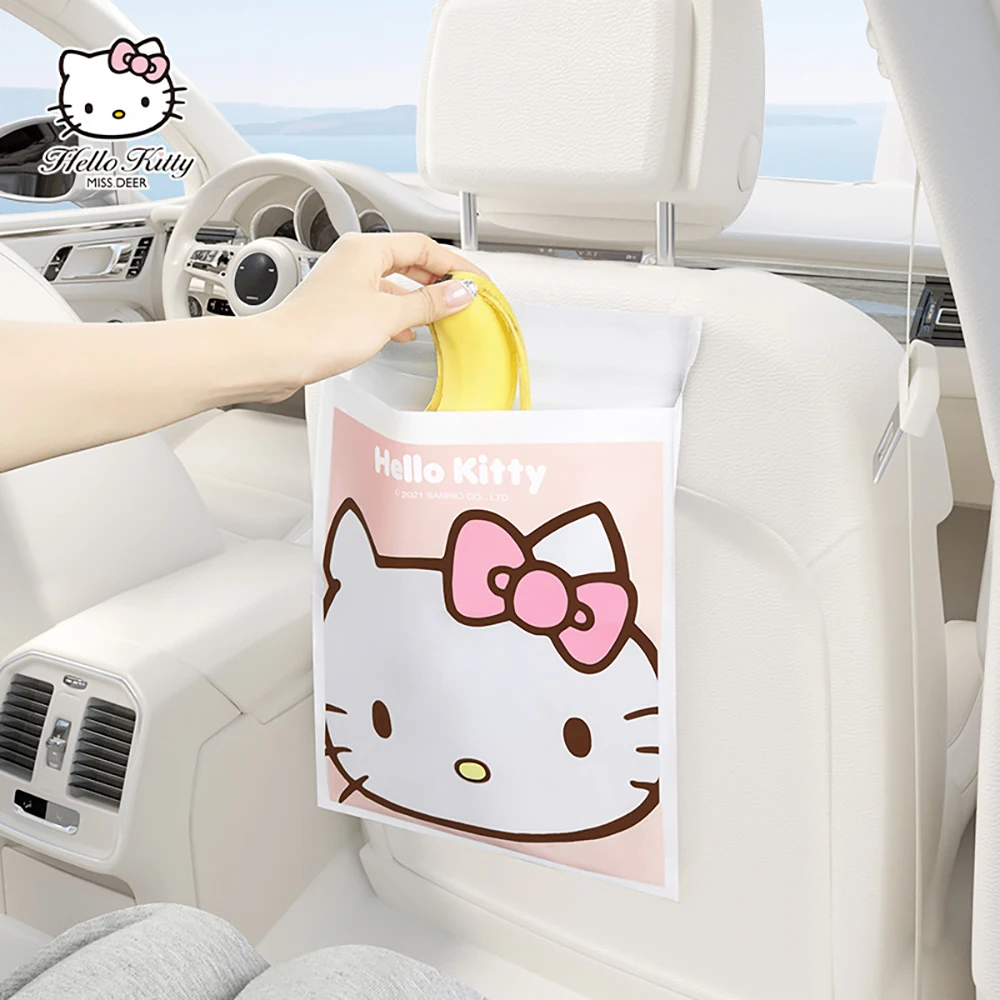 

Милый мультяшный аниме мешок для мусора Hello Kitty, самоклеящаяся мусорная корзина для автомобиля, украшение салона автомобиля, принадлежности...