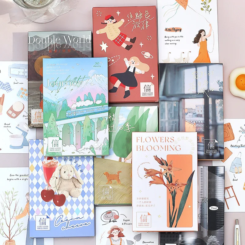 30 шт./лот креативные милые открытки для скрапбукинга из серии эстетических