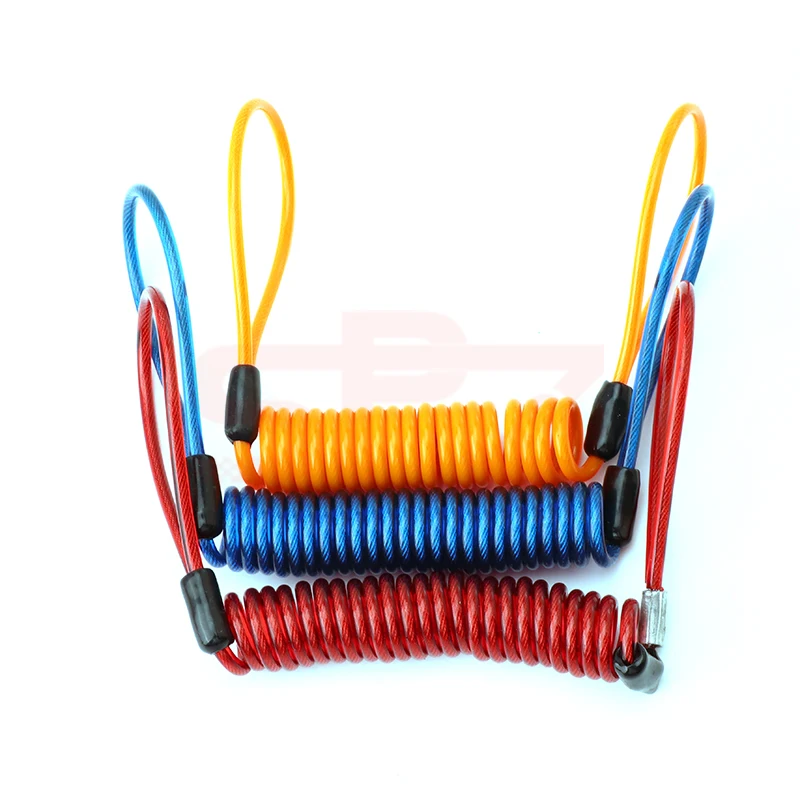 

Motorcycle Scooter Disc Lock Cable Security Reminder Anti Theft Bike Moto Tools Bicycle Helmet Warning Spring Rope Wire