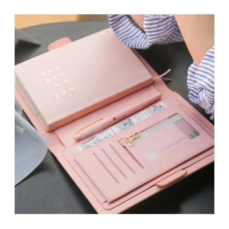 Cute PU Leather Notebook A5 B6  Planner 2022 Agenda Gift Items With Customized Promotion Logo Pink Diary Notebook