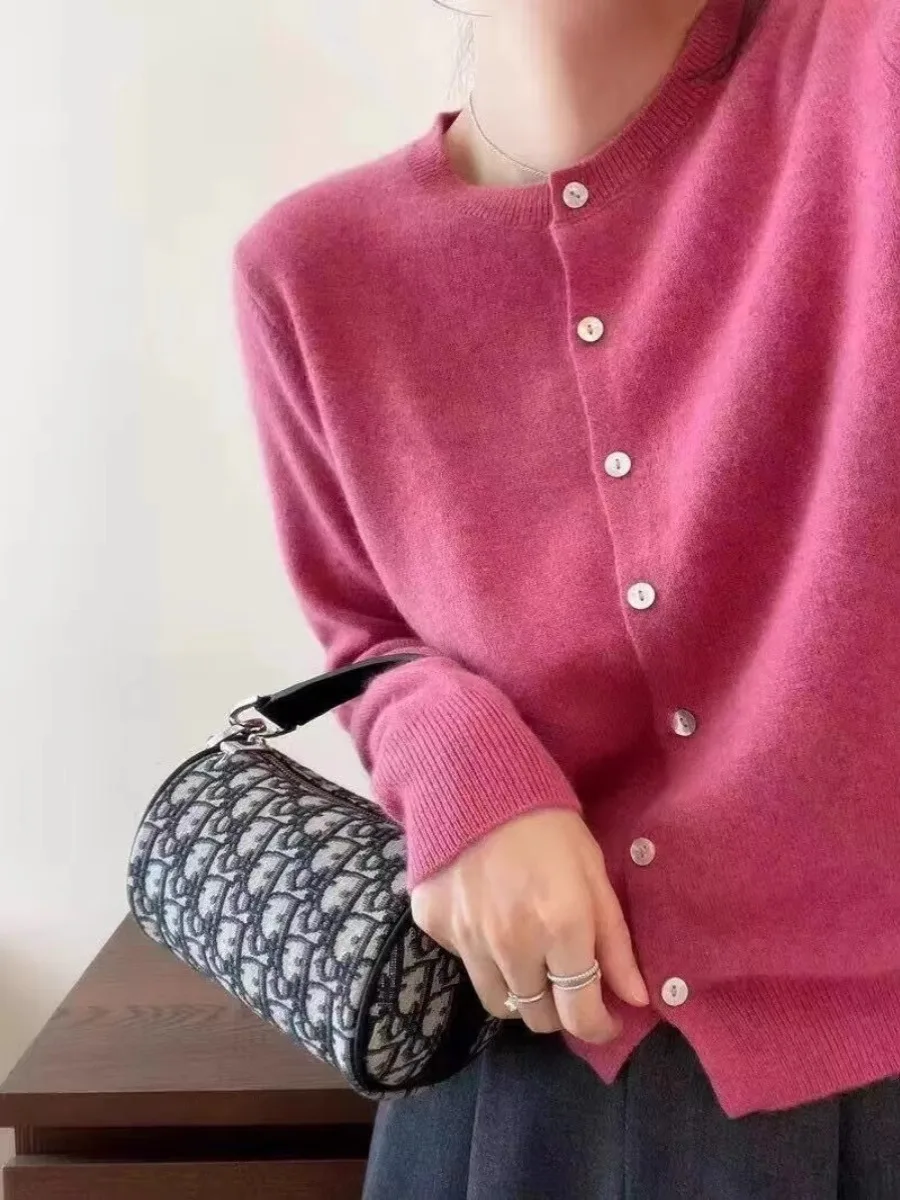 100% кашемировый вязаный кардиган женский осенне-зимний шерстяной свитер с