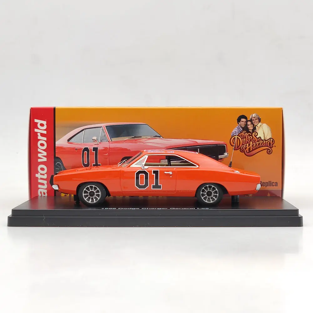1:43 Auto World Charger 1969 General Lee Red AWRSS1151 Limited Edition Resin Model Car Collection Auto Toys Gift