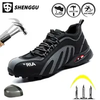 Lightweight for Running Safety Shoes Men Waterproof Slip on Work Steel Toe Boots Lightweight Shockproof Design Sneaker