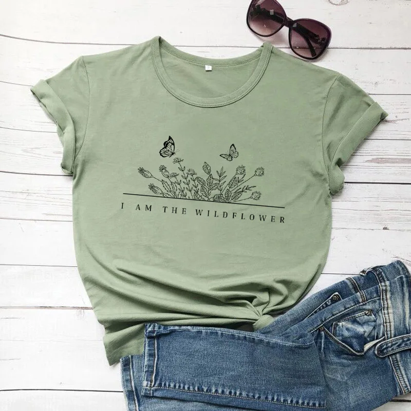 

Женская Винтажная футболка с рисунком «I am the wildflower»