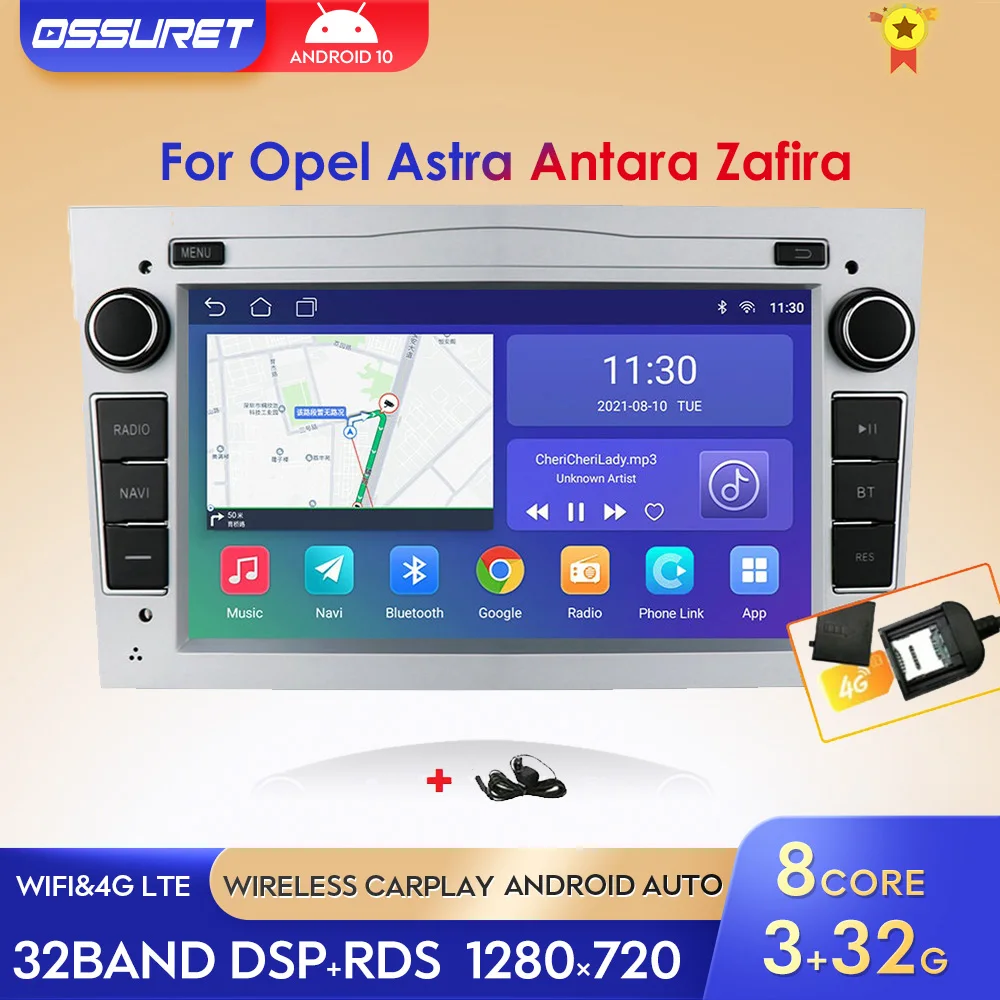 Android 10 2 DIN CAR GPS Navi 2G 16G for Opel Vauxhall Astra H G J Vectra Antara Zafira Corsa Vivaro Meriva Veda Wifi 4G USB OBD