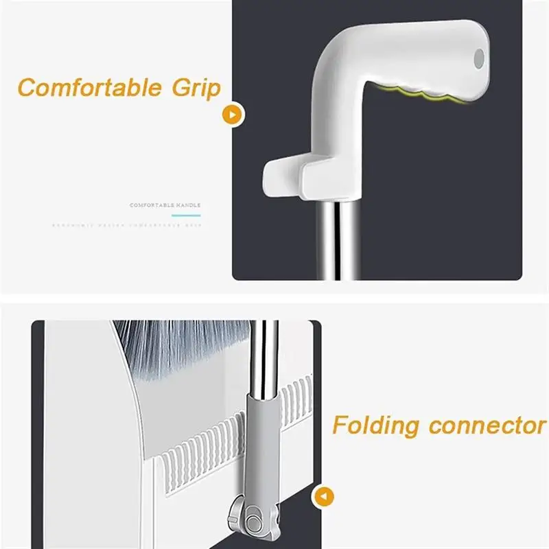 

Broom And Dustpan Set Adjustable Long Handle Stiff Bristle Grout Multifunction Dustless Floor Squeegee Brush Soft Comb Teeth