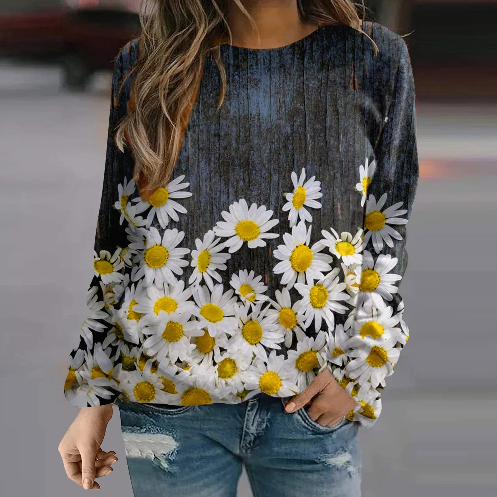 

Stripe Sweatshirt Women Women Hoodless Loose Full Zip Pullover Tops Round Neck Fit Hooded Casual T Ladies Sweatshirts Pullover