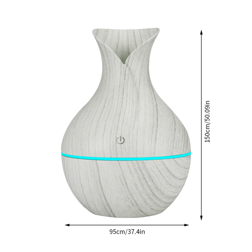 

USB Humidifier Electric Wood Grain Essential Oil Diffuser Vase Mist Air Atomizer LED Sprayer for Home Office Car