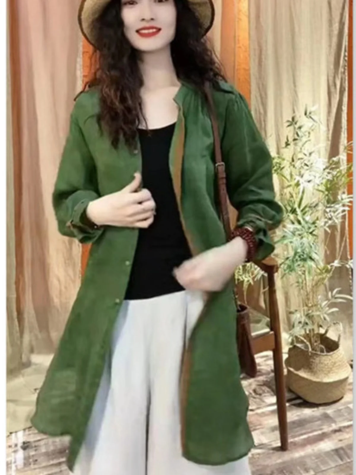 Солнцезащитные художественные Ретро Женские рубашки из хлопка и льна с длинным