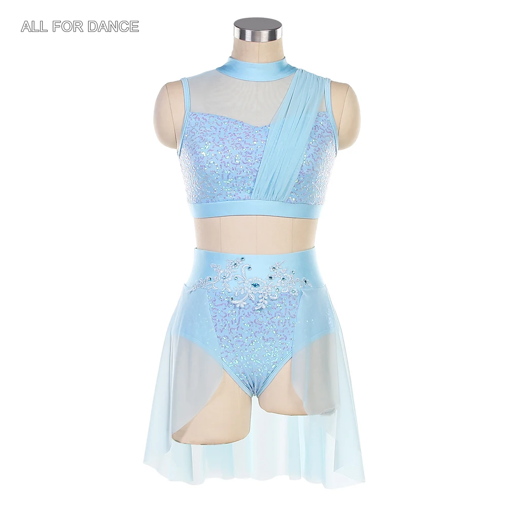 25028 Небесно-голубое 2 в одном балетное платье с лифом из спандекса для взрослых
