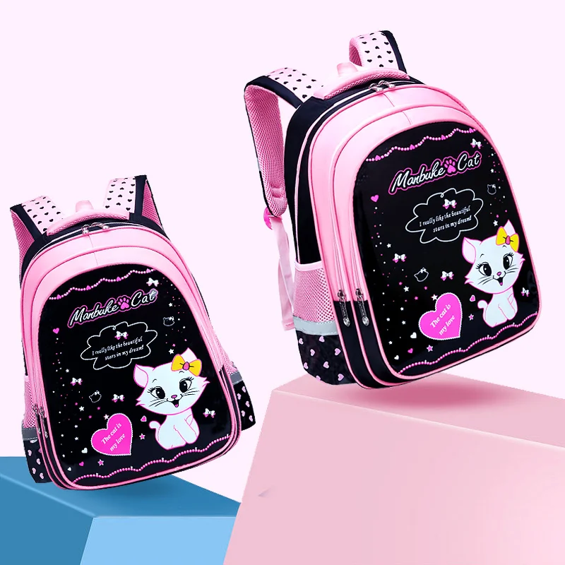 Orthopedic Kid Backpack Cute Girls School Shoulder Bags Children Primary Backpacks Cartoon Cat Princess Pen Bag Mochila Infantil