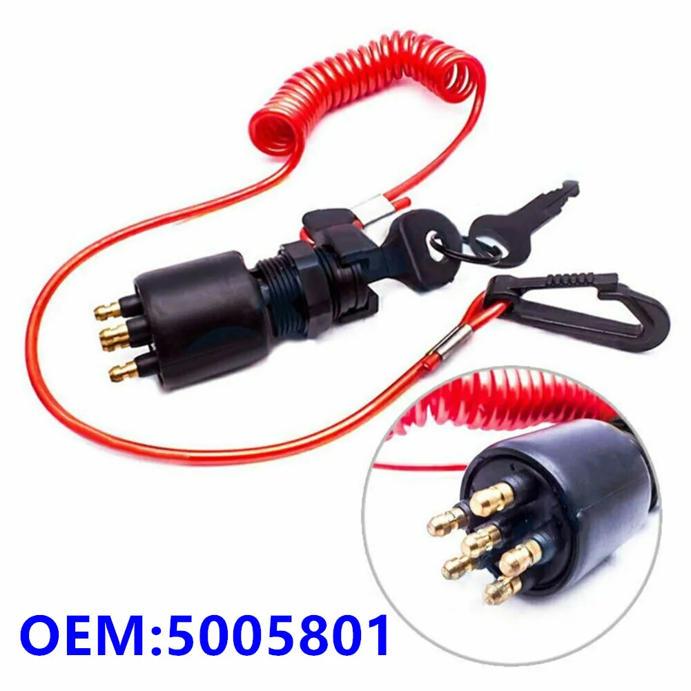 

Ignition Switch With Safety Lanyard Assembly For OMC Johnson Evinrude 40-200HP Outboard Motor 5005801For 60 Degree V4 Models