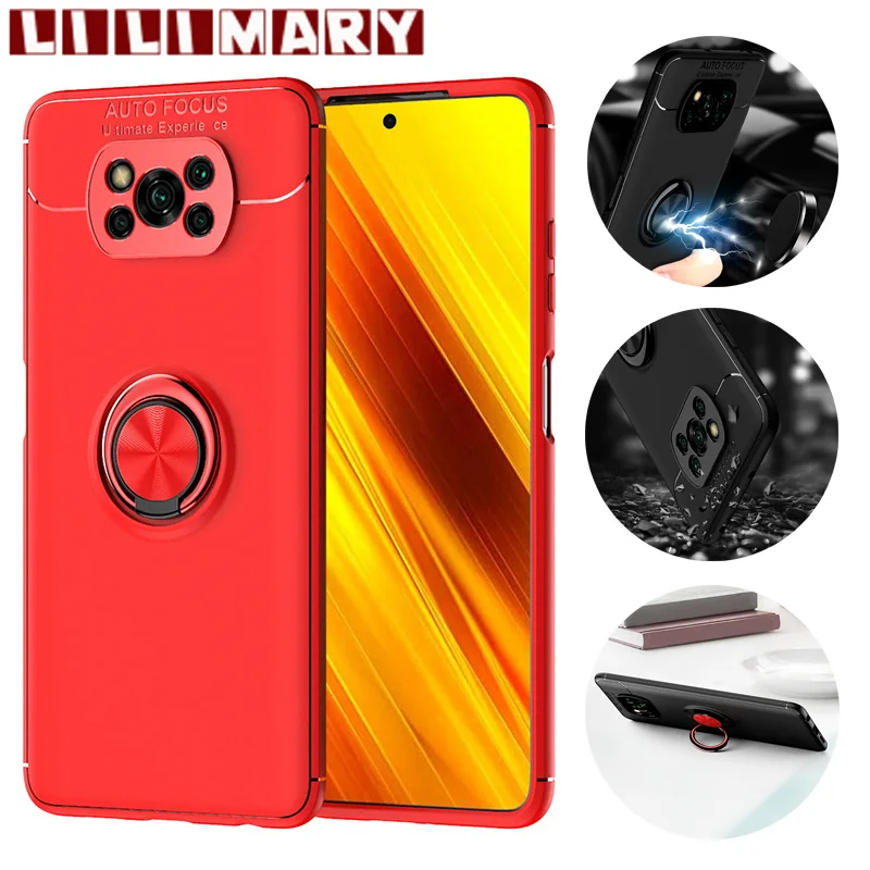 

Shockproof Case For Xiaomi Poco X4Pro X3NFC X3Pro X3 X2 Ring Stand Phone back cover for Pocophone M4Pro M3 M2 F3 F2Pro F1 C31 C3