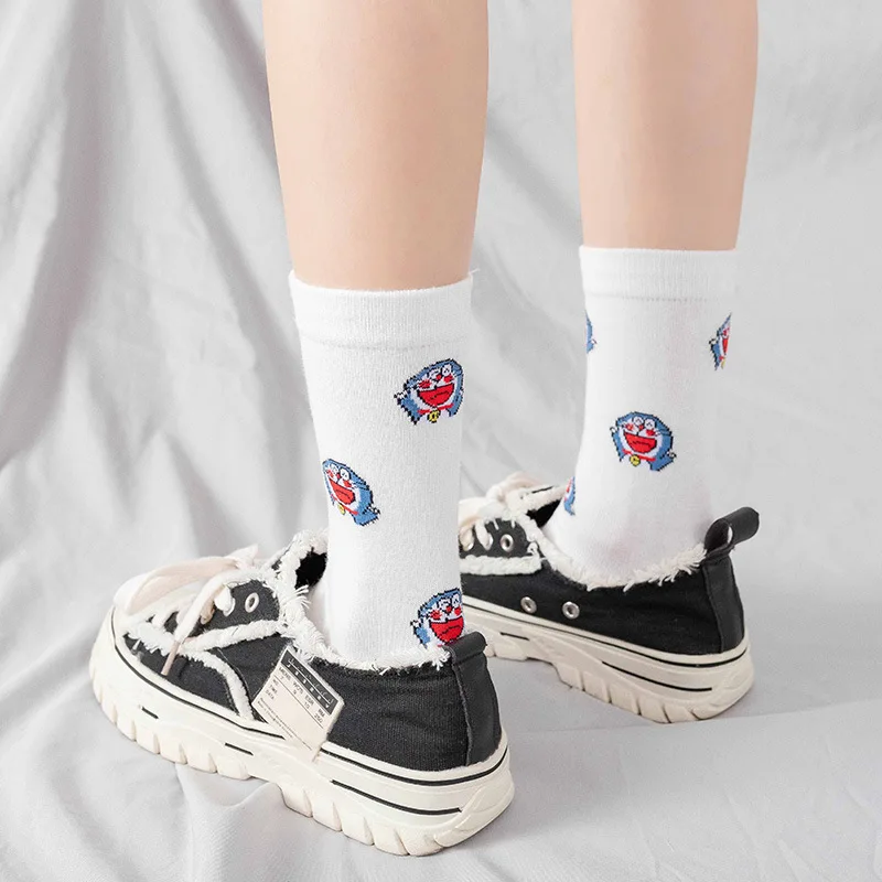 Solid Sock Women Doraemon Woman Socks Creative Casual Ladies Sox Cotton Autumn Winter Girls Trendy Japanese Lovers Calcetines