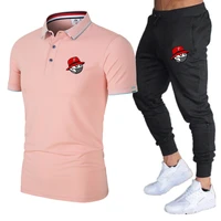 fashion new print golf apparel summer mens suit golf polo shirt pants 2 piece casual sports suit tracksuit tracksuit