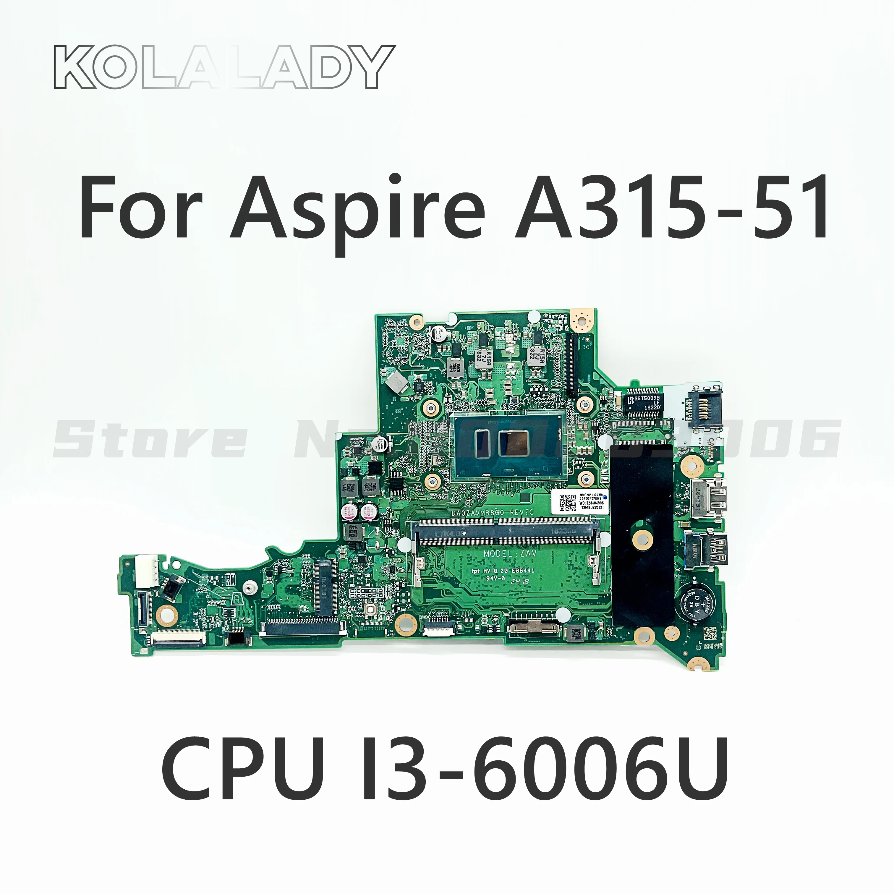 Оригинальная материнская плата для ноутбука ACER Aspire A315 с процессором SR2UW i3-6006U 4 Гб