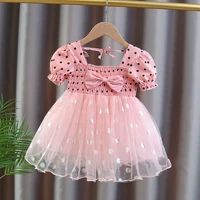 1 5years baby girl dress cute princess party costume children clothing short sleeve bow meah tutu birthday outfit kid dress a463