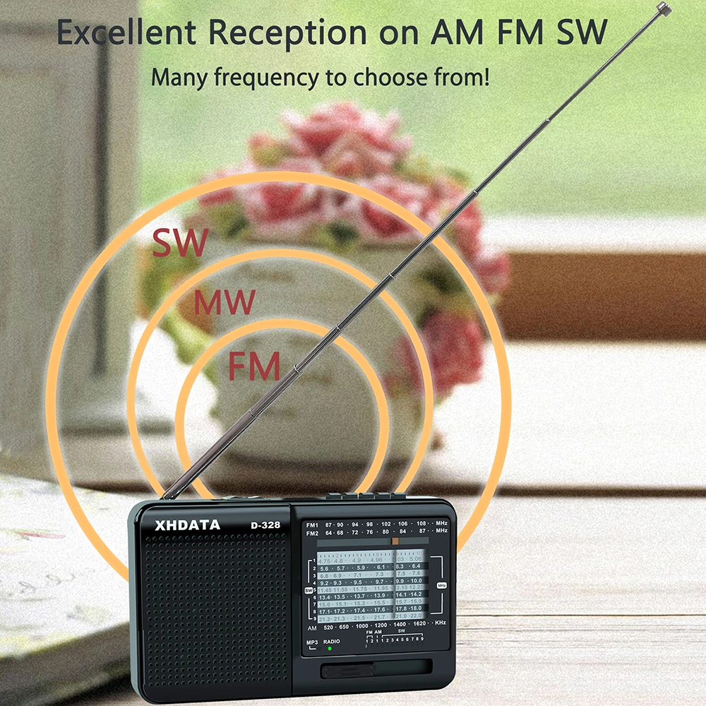 XHDATA D-328 радио фабричная цена FM AM коротковолновый mp3-плеер TF карта портативный