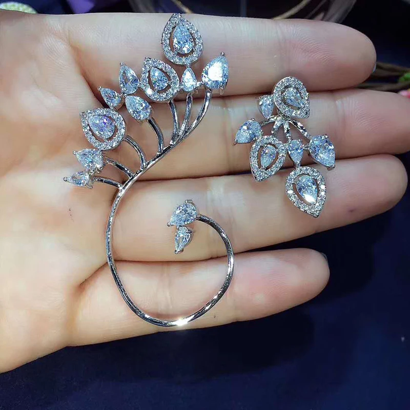 

Fashion Fashion Crystal Micro Cubic Zirconia Ear Cuff Earrings For Women Pendientes Wedding Party Clip Earring Brincos E-638