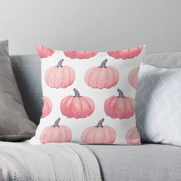 

Blush Pink Pumpkin Printing Throw Pillow Cover Waist Wedding Fashion Sofa Square Car Office Decorative Bed Pillows not include