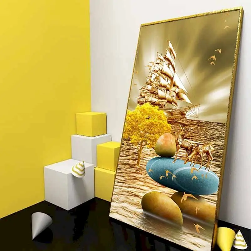 

GATYZTORY 60x120cm Painting By Number Golden Tree And Deer Drawing On Canvas Pictures By Numbers Landscape Kits Home Decor