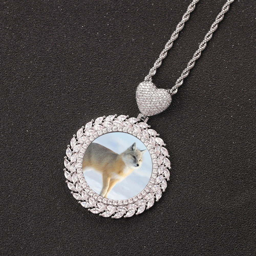 Ожерелье в стиле хип-хоп с подвеской виде сердца Листьев рамки для фотографий