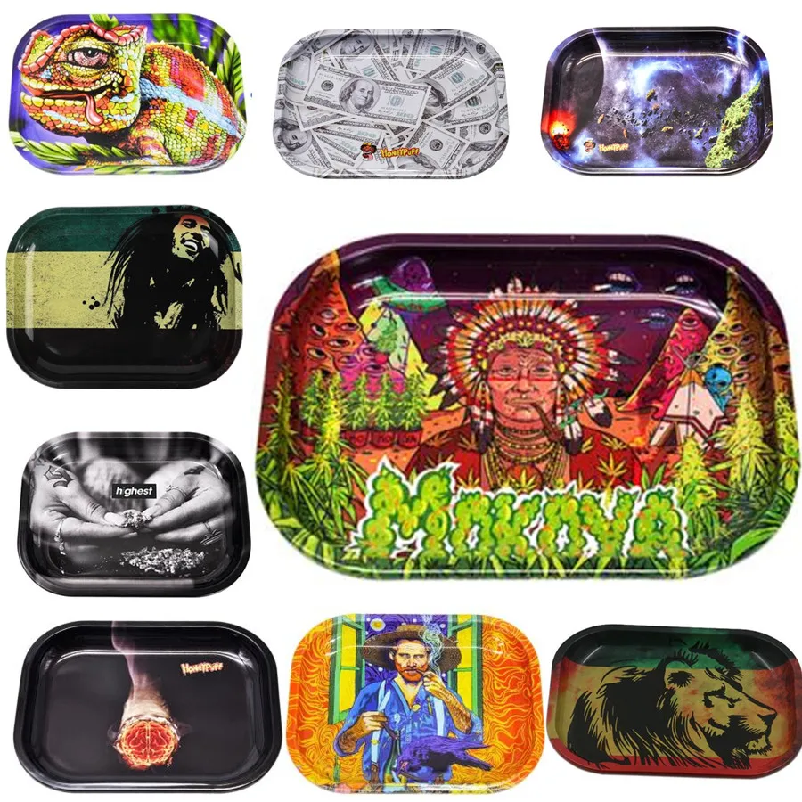 

30PCS Wholesale 18X14cm Tobacco Rolling Tray Small Tray Tobacco Storage Plate Herb Grinder Tinplate Plate Pipe Accesarries