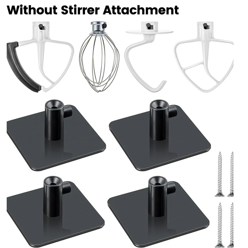 4Pcs Stand Mixer Attachment Holders Storage Organizer With Screw And Adhesive For Dough Hooks Flat Beater Wire Whip