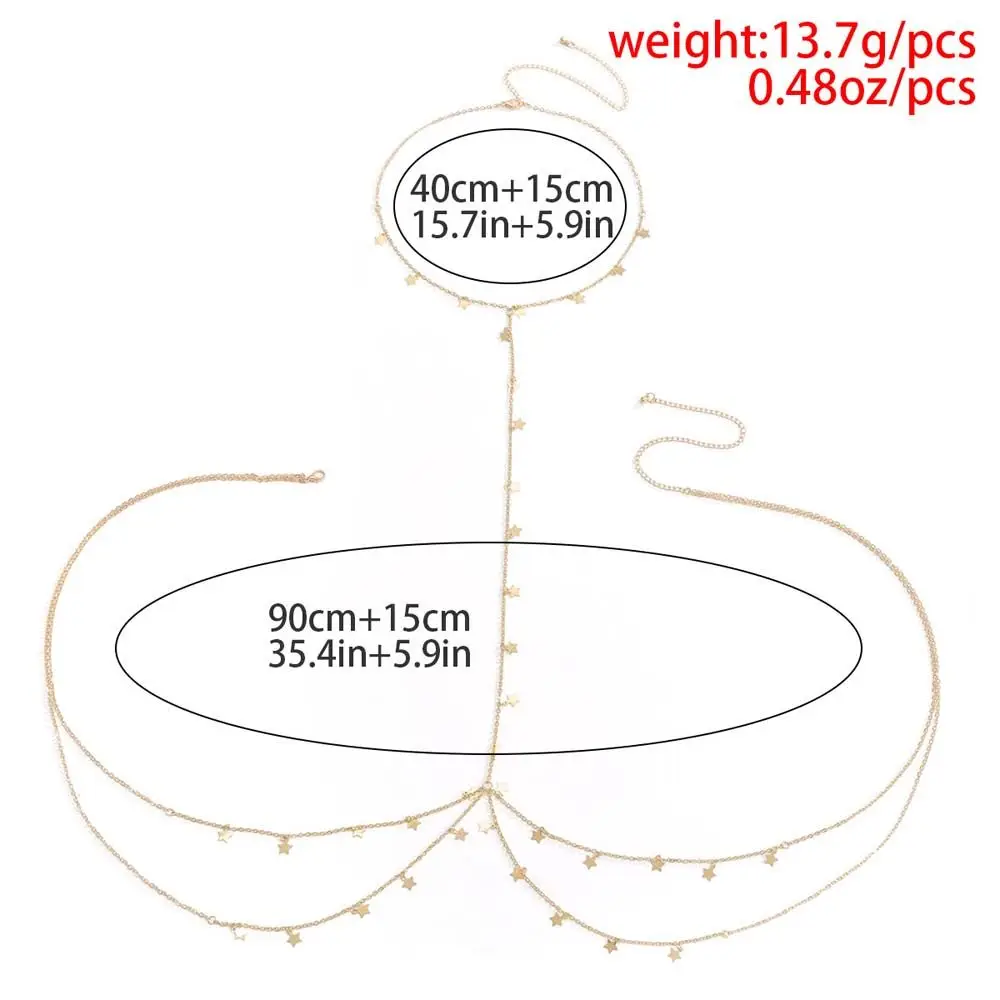 Chic Gold Silver Pentagram Pendant Body Chain Sexy Stylish Long Tassel Belly Women Night Club Party Jewelry |