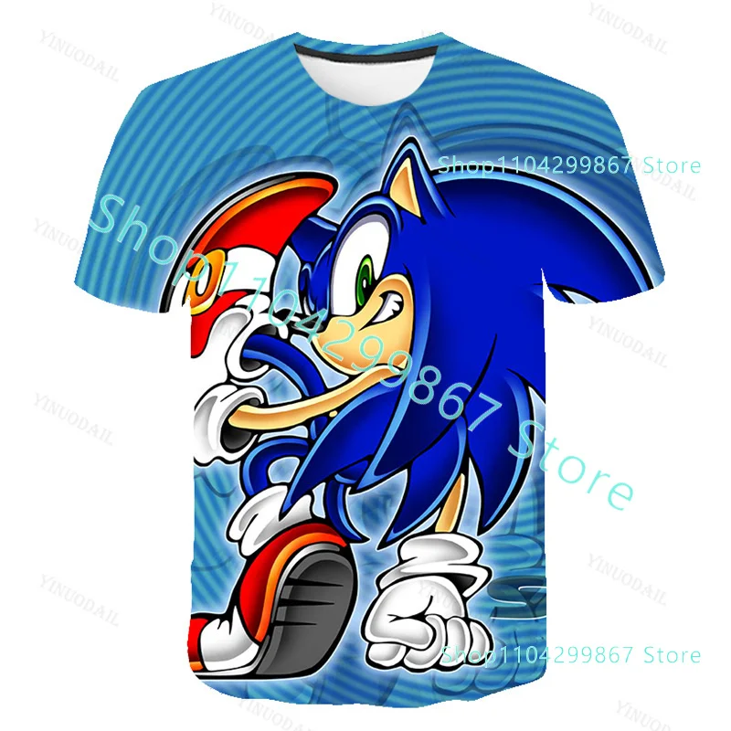 Фото Летняя футболка Sonic The Hedgehog с Эми Роуз, футболка из фильма про Шэдоу, 3D-костюм для косплея для мальчиков и девочек, футболки для детей, подарок на день рождения. №2
